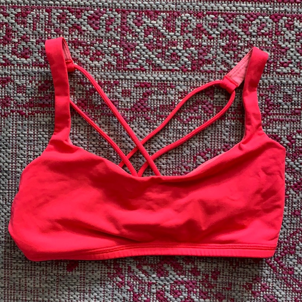 Lululemon Neon Pink Cross Back Sports Bra size 2